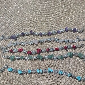 Multi-Color Gemstone Beaded Bracelet — Silver Accent - Sold Separately.